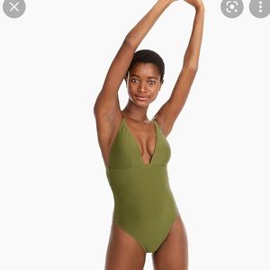 J Crew Deep V Olive One Piece